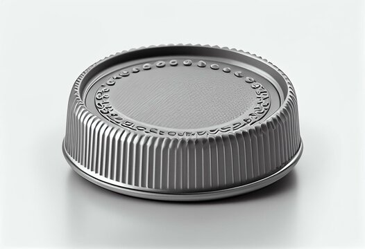 Empty gray metal soda or beer cap isolated on white. Generative AI