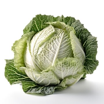 Fresh green cabbage kale isolated with a white background Generative AI Illustration