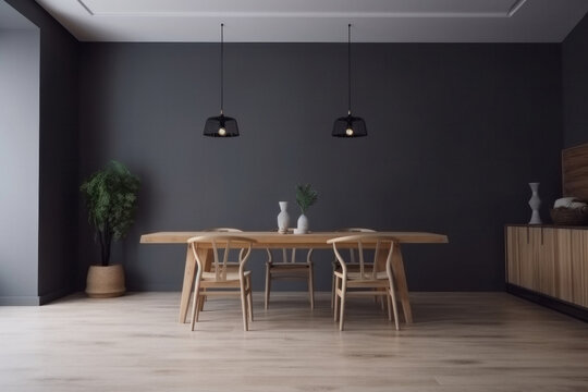 Minimalist Modern Dining Room with Blank Wall
