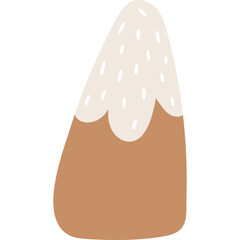 Snow capped mountain hand drawn illustration. Scandinavian style flat design, isolated vector. Landscape, scene creator element