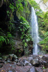 Waterfall at Los Tilos, La Palma, Canary Islands. Spain. 