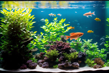 aquarium with fish. Generative AI
