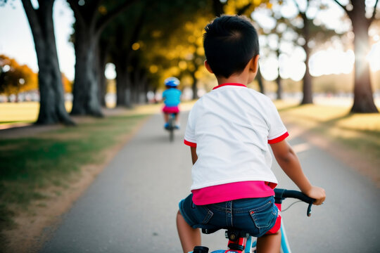 child riding a bike. Generative AI
