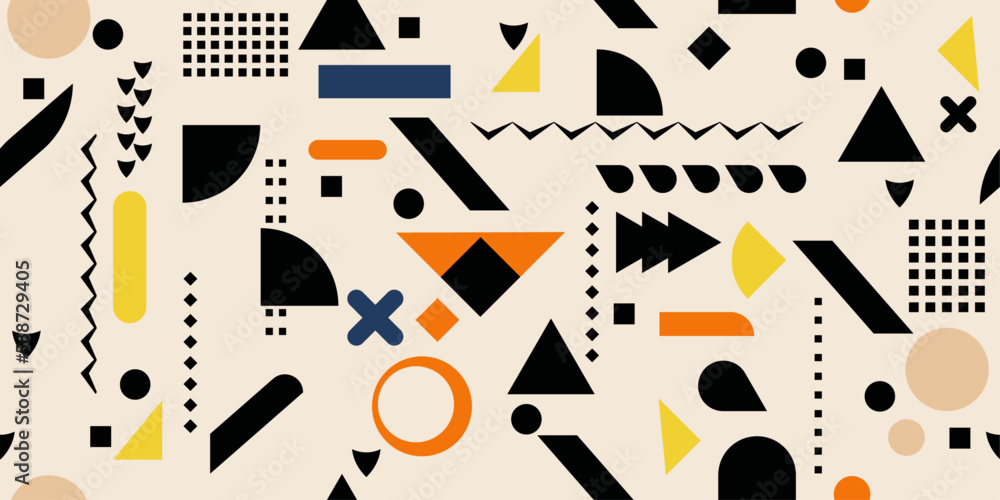 Poster geometric primitive abstraction. for print and interior decoration, pillows, textiles. memphis geome