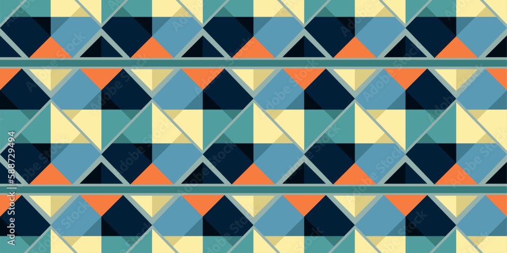 Poster Abstract repeating rhombuses. Pattern of simple multicolored rhombuses making a texture. For print and interior decoration.