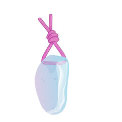 Crystal. Healing Transparent Healing Quartz with a Violet Rope Knot . Pink Gradient Transparent Bright Gemstone. The Magic Stone
