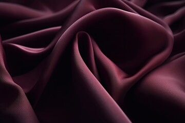 Close up of thick burgunder draped cloth, textile or fabric fashion background