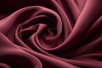 Close up of thick burgunder draped cloth, textile or fabric fashion background