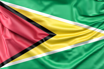Obraz premium Ruffled Flag of Guyana. 3D Rendering