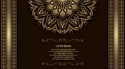 brown background, with gold mandala decoration