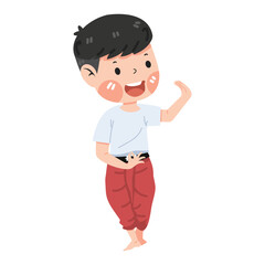 Cartoon man student Thai Dance
