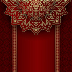 red luxury background, with gold mandala ornament