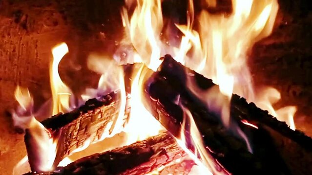 fire in fireplace