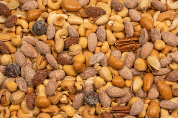 A group of almonds, pistachios, walnuts, macadamia, cashews.