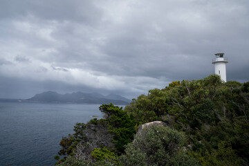 lighthouse on the coast of the sea