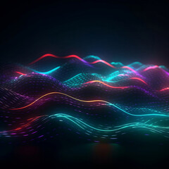 Glowing Neon Waves - Abstract Background Design with Vibrant Light and Energy