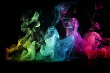 Colorful neon smoke in black background, generative AI