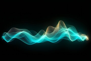 Glowing neon waves with lines in black background, generative AI