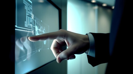 businessman finger hand touching screen technology generative ai