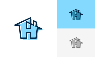 H with home shape logo vector design