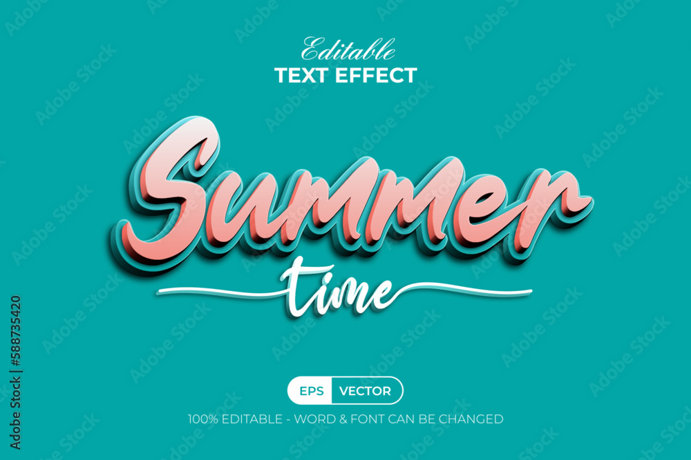 Poster summer time text effect font style