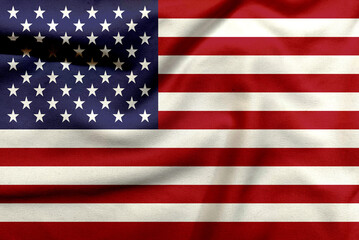 Obraz premium Distressed and Patriotic: Contemporary American Flag Concept on Textured Cloth with Bold Red, White, and Blue Colors for Independence Day, Memorial Day, and Veterans Day Designs Projects