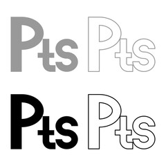 Symbol peseta spanish currency money set icon grey black color vector illustration image solid fill outline contour line thin flat style