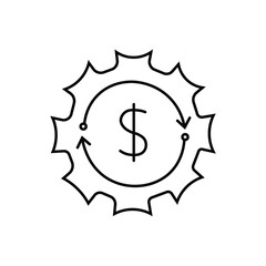 dollar reload icon, on white background map pin