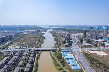 Fototapeta na wymiar Background material for the development and construction of Zhuzhou High-tech Zone, China