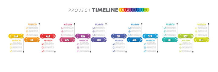 infographic Project timeline graph for 12 months modern diagram calendar, presentation vector infographic.