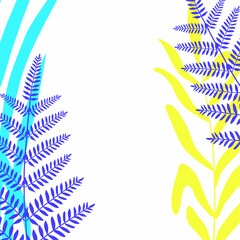 Mothers day. Vector invitation or postcard. Leafs and colours