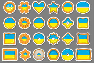 Homemade cookie with flag country Ukraine in tasty biscuit