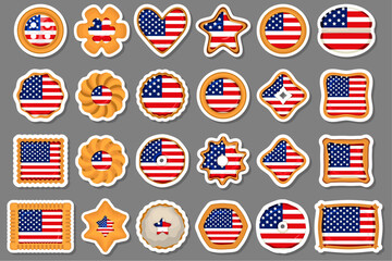 Homemade cookie with flag country USA in tasty biscuit