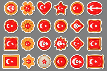 Homemade cookie with flag country Turkey in tasty biscuit