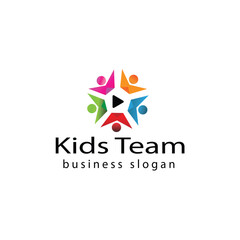Kids Channel Logo Design Template. Flat Style Design Kids Team Logo, Colorful Kids logo,Video Channel Logo emblem