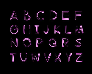Vector isolated illustration of English alphabet with neon effect. Set of English letters.