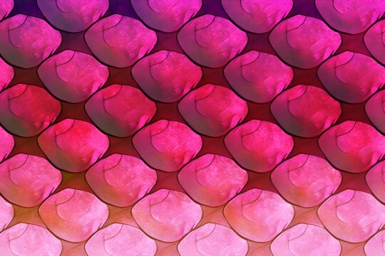Fish scales background, Bright Pink Color Scales Abstract watercolour illustration. Fish, reptile, mermaid, dragon squame pattern background. Fairy tale theme. AI image