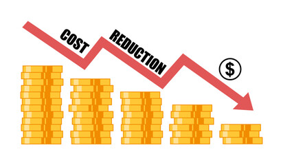 Cost reduction concept vector illustration on white background.