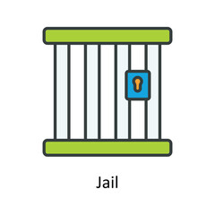 Jail Vector Fill outline Icons. Simple stock illustration stock