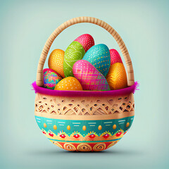 easter eggs in a basket generative ai
