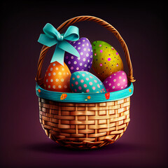 easter eggs in basket generative ai