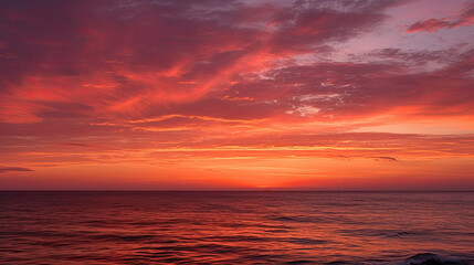 Beautiful sunset over the ocean, created with Generative AI technology.