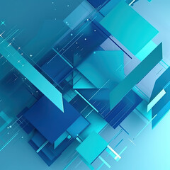 Abstract geometric shapes in blue colors  , digital background -generative AI