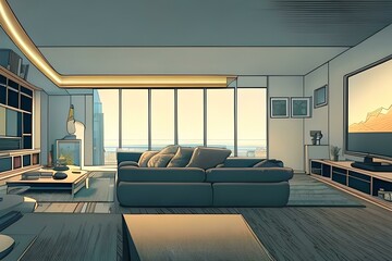 Interior design of a living room.