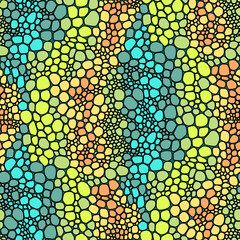 Chameleon skin seamless pattern inspired by chameleon, lizard and tropical fish. hand drawn with circle strokes. vector texture