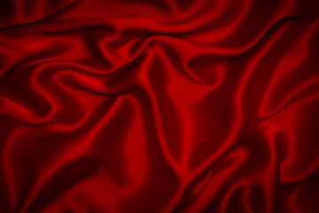 Obraz na płótnie Canvas Red silk or satin luxury fabric texture can use as abstract background.