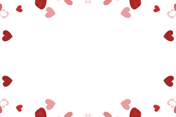 赤色のハートのシンプルなデコレーション模様のフレーム素材(透過)