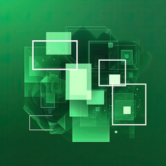 Abstract geometric shapes in green colors , modern digital background - generative AI art
