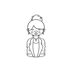 illustration of successful young woman. line drawing 