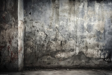 Fototapeta premium Concrete cement wall background wallpaper. Gray grunge stone surface texture. Ai generated